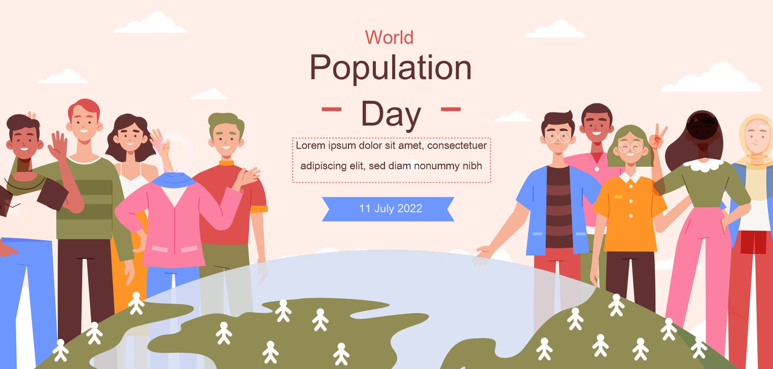 711世界人口日主题宣传海报手绘设计图片0