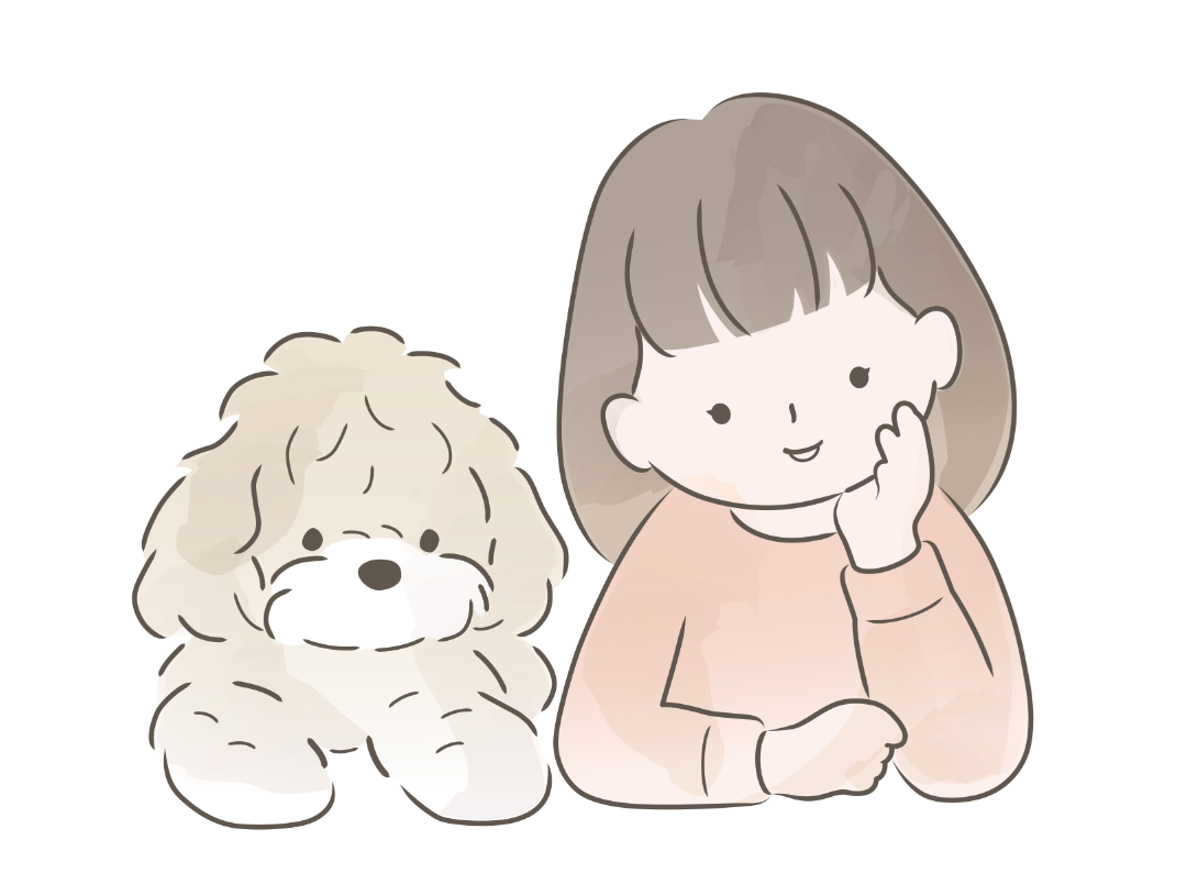 可爱的小女孩和小狗插画0