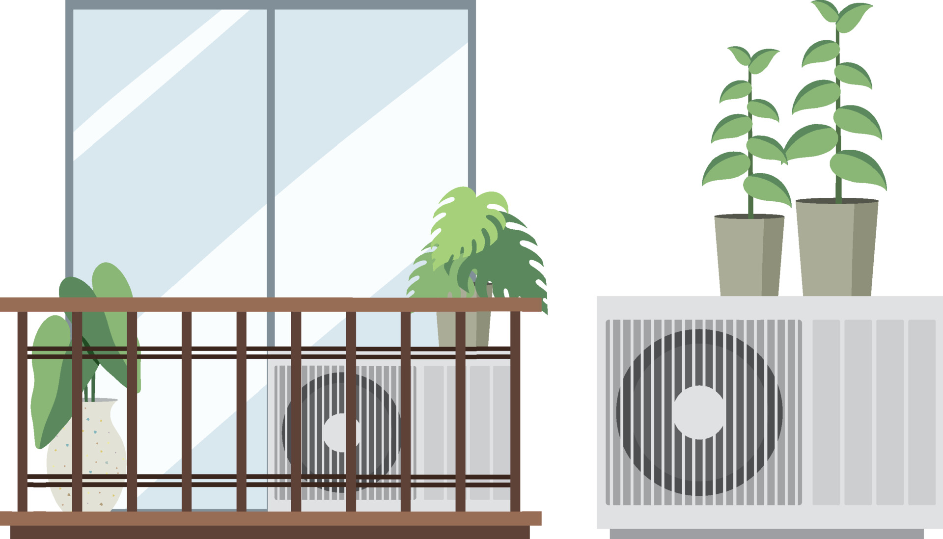 阳台上的空调外机与盆栽插图0