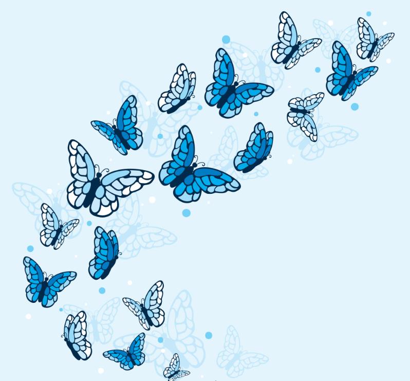 一群蓝色蝴蝶插画0