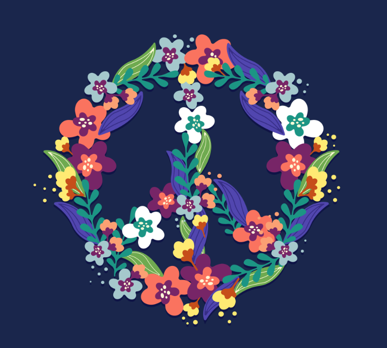 国际和平日花朵标志插画0