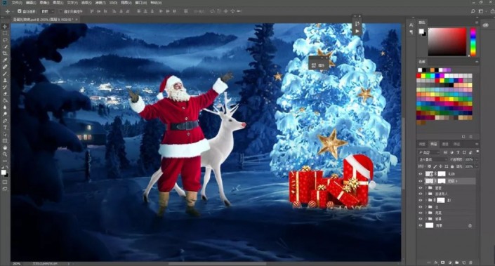 PS绘制圣诞主题的海报操作实例